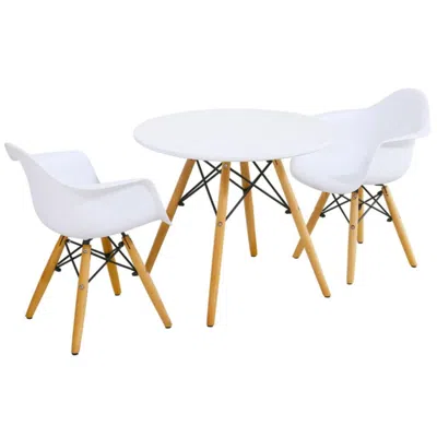 Hivvago 3 Pieces Kid's Modern Round Table Chair Set In Brown
