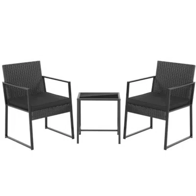 Hivvago 3 Pieces Modern Heavy Duty Patio Furniture Set With Coffee Table-black In Blue
