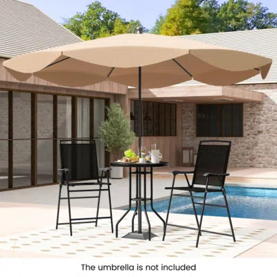 Hivvago 3 Pieces Outdoor Bar Stool Set With Dpc Tabletop And Umbrella Hole For Poolside-black In Neutral