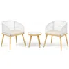 Hivvago 3 Pieces Outdoor Bistro Pe Wicker Conversation Furniture Set-white