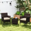 Hivvago 3 Pieces Outdoor Conversation Set With Cushioned Seat And Glass Tabletop-beige