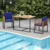 Hivvago 3 Pieces Outdoor Dining Set With 2 Acacia Wood Armchairs And Dining Table-navy