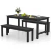 Hivvago 3 Pieces Outdoor Dining Table Set With 2 Benches In Black