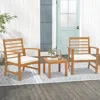 Hivvago 3 Pieces Outdoor Furniture Set With Soft Seat Cushions-navy