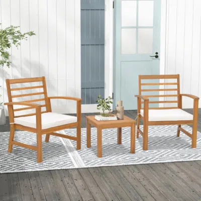 Hivvago 3 Pieces Outdoor Furniture Set With Soft Seat Cushions-navy In Burgundy
