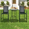Hivvago 3 Pieces Outdoor Patio Bar Table Stool Set-brown