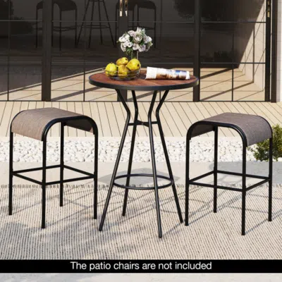 Hivvago 3 Pieces Outdoor Round Bar Table Set With 1.6 Inches Umbrella Hole