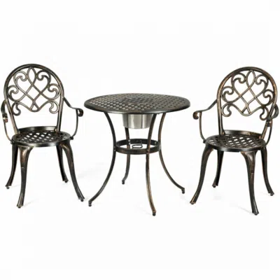 Hivvago 3 Pieces Outdoor Set Patio Bistro With Attached Removable Ice Bucket In Blue