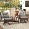 Hivvago 3 Pieces Outdoor Swivel Rocker Set With Small Side Table-gray