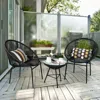 Hivvago 3 Pieces Patio Acapulco Furniture Bistro Set With Glass Table-gray