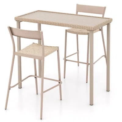 Hivvago 3 Pieces Patio Bar Table Set With Height Table And 2 Armless Chairs