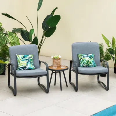 Hivvago 3 Pieces Patio Bistro Conversation Set With Waterproof Dpc Tabletop In Black