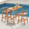 Hivvago 3 Pieces Patio Counter Height Bar Set With 2 Cushioned Barstools In Neutral