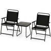 Hivvago 3 Pieces Patio Folding Conversation Chairs And Table In Black