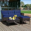 Hivvago 3 Pieces Patio Furniture Sectional Set With 5 Cozy Cushions-navy