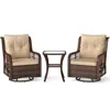 Hivvago 3 Pieces Patio Furniture Set Pe Wicker Swivel Glider Chairs With 2-tier Side Table And Cushions In Brown