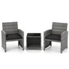 Hivvago 3 Pieces Patio Furniture Set With Tempered Glass Coffee Table And Soft Seat Cushions