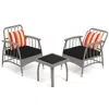 Hivvago 3 Pieces Patio Pe Wicker Furniture Set With 5-level Adjustable Backrest-gray