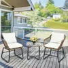 Hivvago 3 Pieces Patio Rattan Bistro Set Cushioned Chair Glass Table Deck-red