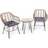 Hivvago 3 Pieces Patio Rattan Bistro Set With Cushion