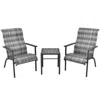 Hivvago 3 Pieces Patio Rattan Bistro Set With High Backrest And Armrest-brown