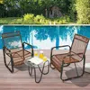 Hivvago 3 Pieces Patio Rattan Furniture Set With 2 Single Wicker Chairs And Glass Side Table