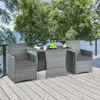 Hivvago 3 Pieces Patio Rattan Furniture Set With Cushioned Armrest Sofa-gray