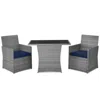 Hivvago 3 Pieces Patio Rattan Furniture Set With Cushioned Armrest Sofa-navy