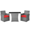 Hivvago 3 Pieces Patio Rattan Furniture Set With Cushioned Armrest Sofa-red