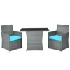 Hivvago 3 Pieces Patio Rattan Furniture Set With Cushioned Armrest Sofa-turquoise