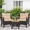 Hivvago 3 Pieces Patio Rattan Furniture Set With Removable Cushions-beige