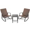 Hivvago 3 Pieces Patio Rattan Rocking Furniture Set-brown