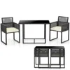 Hivvago 3 Pieces Patio Tempered Glass Top Table And Chairs Set For Porch Backyard-white