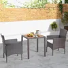 Hivvago 3 Pieces Patio Wicker Furniture Set Wih Acacia Wood Table Top And Chair Cushiones