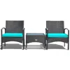 Hivvago 3 Pieces Patio Wicker Rattan Furniture Set With Cushion For Lawn Backyard-red