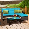 Hivvago 3 Pieces Patio Wicker Rattan Sofa Set-gray