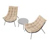 Hivvago 3 Pieces Pe Rattan Conversation Set With Cushioned Papasan Chairs In Neutral