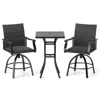 Hivvago 3 Pieces Pe Wicker Patio Swivel Bar Set With Quick-drying Foam-black