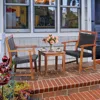 Hivvago 3 Pieces Rattan Bistro Set With Acacia Wood Frame For Garden
