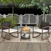 Hivvago 3 Pieces Rattan Rocking Bistro Set With Coffee Table And Cushions-navy