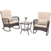 Hivvago 3 Pieces Rocking Bistro Set With 2-tier Coffee Table