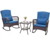 Hivvago 3 Pieces Rocking Bistro Set With 2-tier Coffee Table-navy