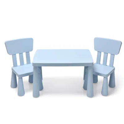 Hivvago 3 Pieces Toddler Multi Activity Play Dining Study Kids Table And Chair Set-blue