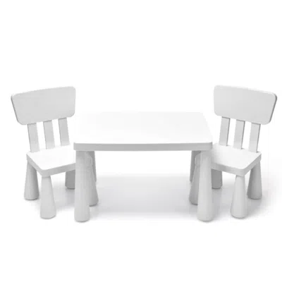 Hivvago 3 Pieces Toddler Multi Activity Play Dining Study Kids Table And Chair Set-white