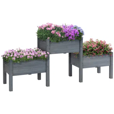 Hivvago 3-planter Raised Garden Bed For Flowers, Herbs, And Vegetables