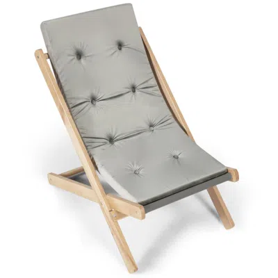 Hivvago 3-position Adjustable And Foldable Wood Beach Sling Chair With Free Cushion-gray
