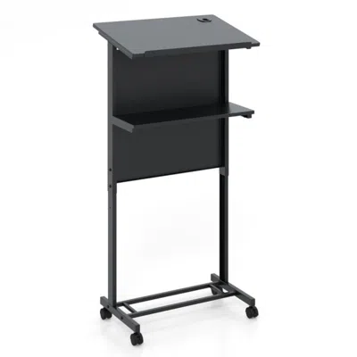 Hivvago 3-position Height Adjustable Lectern Table With Tilted Tabletop-black
