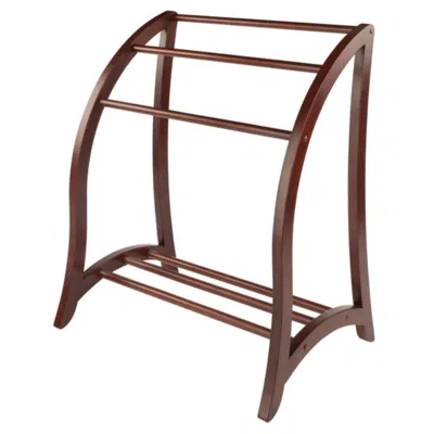 Hivvago 3-rod Blanket Rack Walnut In Blue