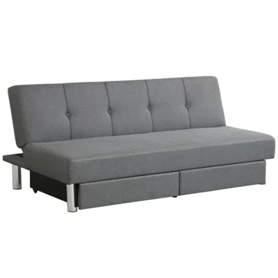 Hivvago 3-seat Convertible Sofa Bed With 2 Large Drawers And 3 Adjustable Angles In Brown