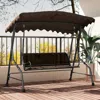 Hivvago 3-seat Outdoor Porch Canopy Swing With Adjustable Shading-brown